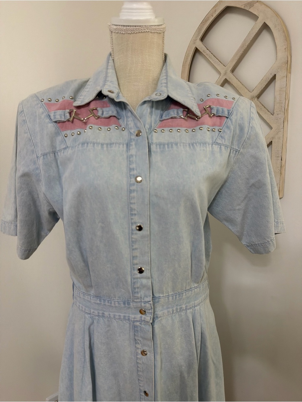Vintage Rio Brand Denim Short Sleeve Button Down Dress Women’s Size Small - Picture 2 of 16